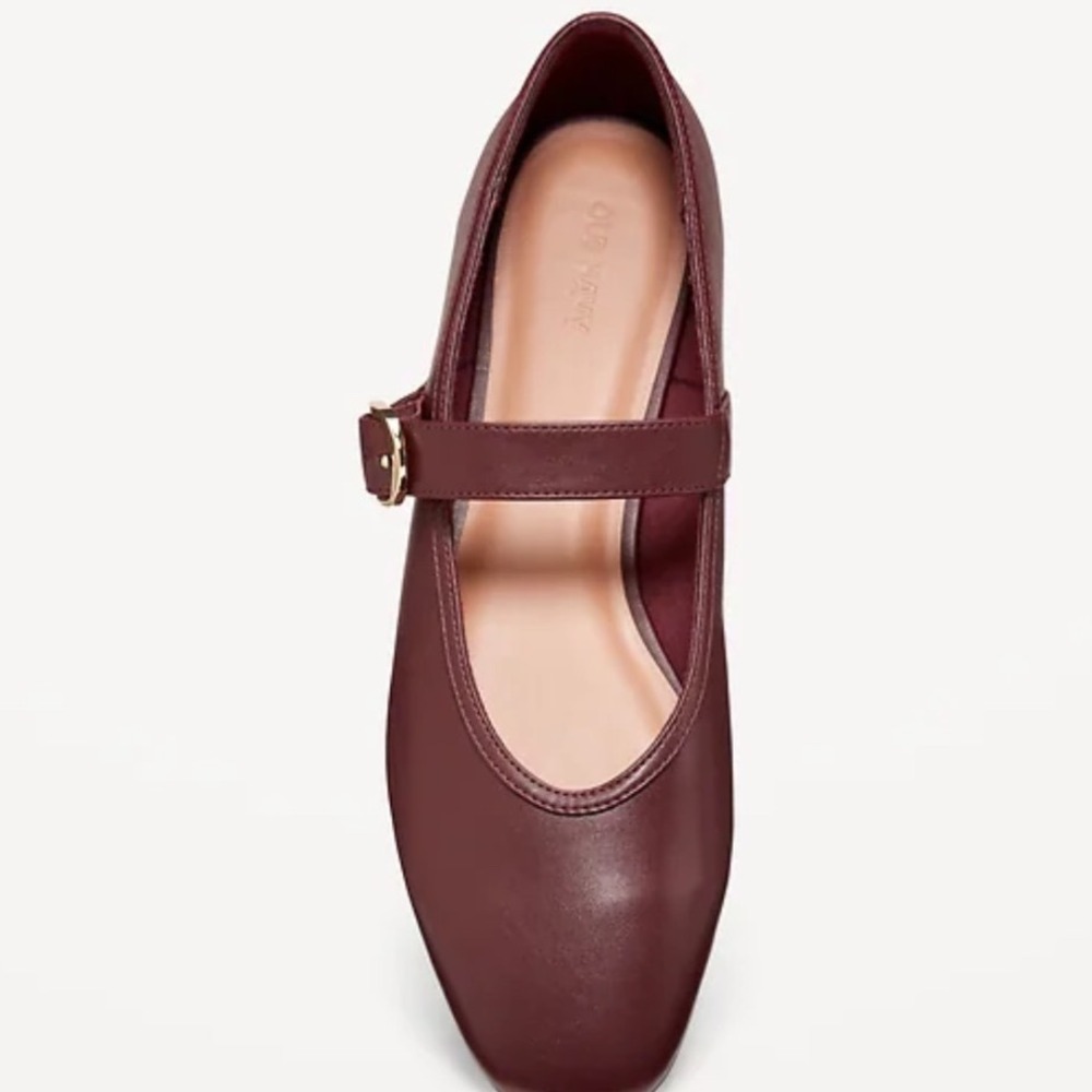 Old Navy Burgundy Faux Leather Mary Jane Buckle Ballet Flats Women's Size 9.5